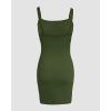 imageCHICME Womens Square Neck RibKnit Slim Fit Mini Dress Sleeveless Bodycon Dress Casual Summer DressArmy Green