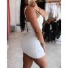 imageCHICME Womens Square Neck RibKnit Slim Fit Mini Dress Sleeveless Bodycon Dress Casual Summer DressAwhite