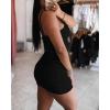 imageCHICME Womens Square Neck RibKnit Slim Fit Mini Dress Sleeveless Bodycon Dress Casual Summer DressBlack