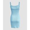 imageCHICME Womens Square Neck RibKnit Slim Fit Mini Dress Sleeveless Bodycon Dress Casual Summer DressLighted Blue