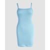 imageCHICME Womens Square Neck RibKnit Slim Fit Mini Dress Sleeveless Bodycon Dress Casual Summer DressLighted Blue