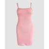 imageCHICME Womens Square Neck RibKnit Slim Fit Mini Dress Sleeveless Bodycon Dress Casual Summer DressPink