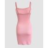 imageCHICME Womens Square Neck RibKnit Slim Fit Mini Dress Sleeveless Bodycon Dress Casual Summer DressPink