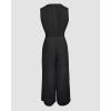 imageCHICME Womens Summer Two Piece Outfits V Neck Metal Button Front Crop Tank Vest Wide Leg linen Pants Matching SetsCblack