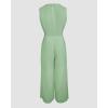 imageCHICME Womens Summer Two Piece Outfits V Neck Metal Button Front Crop Tank Vest Wide Leg linen Pants Matching SetsGreen