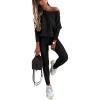 imageCHICME 2 Piece Lounge Outfit 2025 Long Sleeve Knit Pullover Tops Drawstring Pants Set Tracksuit SweatsuitBlack