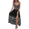 imageCHICME BEST SHOPPING DEALS Floral Print V Neck Button Front Sleeveless Maxi Dress Casual Hollow Out A Line DressBlack