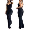imageCHICME Jumpsuits for Women Dressy Bandeau Thick Strap Casual Jumpsuit Backless Laceup Party Holiday OverallsAblack