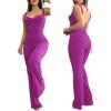 imageCHICME Jumpsuits for Women Dressy Bandeau Thick Strap Casual Jumpsuit Backless Laceup Party Holiday OverallsShot Pink