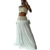 imageCHICME Two Piece Skirt Outfits for Women Sleeveless Crochet Tube Top Sexy Sheer Maxi Skirt SetsWhite