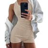 imageCHICME Womens Pajama Sets Casual Sleeveless Tank Top and Shorts Ribbed Knit 2 Piece Lounge SetLight Coffee