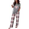 imageCHICME Womens Pajamas Sets 2 Piece Short Sleeve Lounge Set Printed Loose Pants Pj Sets Loungewear SetHeart Gray