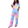 imageCHICME Womens Pajamas Sets 2 Piece Short Sleeve Lounge Set Printed Loose Pants Pj Sets Loungewear SetOmbre Multicolor