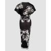 imageCHICME Summer Dresses for Women Floral Print Plunge V Neck Midi Dress Casual Ruched Slit Bodycon Party DressAblack