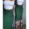 imageCHICME Women High Waisted Cargo Midi Skirt Belted Summer Slit Casual Skirts Pencil Skirt for WomenArmy Green