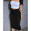 imageCHICME Women High Waisted Cargo Midi Skirt Belted Summer Slit Casual Skirts Pencil Skirt for WomenBlack