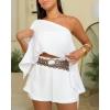 imageCHICME Womens 2 Piece Short Sets OffShoulder MultiWays Batwing Sleeve Top with Bandeau Matching Shorts SetAwhite