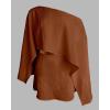 imageCHICME Womens 2 Piece Short Sets OffShoulder MultiWays Batwing Sleeve Top with Bandeau Matching Shorts SetBrown