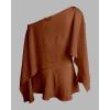 imageCHICME Womens 2 Piece Short Sets OffShoulder MultiWays Batwing Sleeve Top with Bandeau Matching Shorts SetBrown
