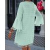 imageCHICME Womens 2025 Summer Dress Swiss Dot V Neck Bell Sleeve Shift Dress Casual Flowy Mini DressesLight Green