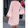imageCHICME Womens 2025 Summer Dress Swiss Dot V Neck Bell Sleeve Shift Dress Casual Flowy Mini DressesPink