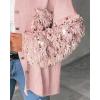 imageCHICME Womens Casual Oversized Button Down Corduroy Shirt Jacket Long Sleeve Shacket with FringeApink