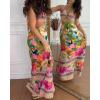 imageCHICME Womens Floral Maxi Dresses Spaghetti Strap V Neck Boho Dress Lace Up Cutout Casual Summer Beach Sundress