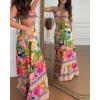 imageCHICME Womens Floral Maxi Dresses Spaghetti Strap V Neck Boho Dress Lace Up Cutout Casual Summer Beach Sundress