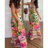 imageCHICME Womens Floral Maxi Dresses Spaghetti Strap V Neck Boho Dress Lace Up Cutout Casual Summer Beach Sundress