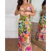 imageCHICME Womens Floral Maxi Dresses Spaghetti Strap V Neck Boho Dress Lace Up Cutout Casual Summer Beach Sundress