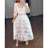 imageCHICME Womens Floral Maxi Dresses V Neck 34 Sleeve Summer Blouse Dress Casual Belted Beach Vacation Sundress