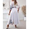 imageCHICME Womens Floral Maxi Dresses V Neck 34 Sleeve Summer Blouse Dress Casual Belted Beach Vacation Sundress