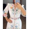 imageCHICME Womens Floral Maxi Dresses V Neck 34 Sleeve Summer Blouse Dress Casual Belted Beach Vacation Sundress