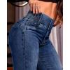 imageCHICME Womens High Waisted Jeans Stretchy Bootcut Pants with Elastic Waistband Denim Pants for WomenDark Blue