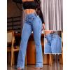 imageCHICME Womens High Waisted Jeans Stretchy Bootcut Pants with Elastic Waistband Denim Pants for WomenLighted Blue