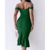 imageCHICME Womens Sexy Bodycon Party Dress Off The Shoulder Pearls Strap Midi Dress Ruffle Hem Cocktail DressesGreen