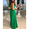 imageCHICME Womens Sleeveless Halter Neck Dress Criss Cross Tie Back Split High Maxi DressAgreen