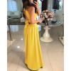 imageCHICME Womens Sleeveless Halter Neck Dress Criss Cross Tie Back Split High Maxi DressDark Yellow