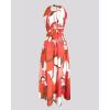 imageCHICME Womens Sleeveless Halter Neck Dress Criss Cross Tie Back Split High Maxi DressMulticolor