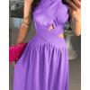 imageCHICME Womens Sleeveless Halter Neck Dress Criss Cross Tie Back Split High Maxi DressZlight Purple