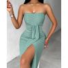 imageCHICME Womens Strapless Maxi Bodycon Dresses Wrap Asymmetrical Beach Maxi Long Dress Beach Sunset DressAgreen