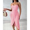 imageCHICME Womens Strapless Maxi Bodycon Dresses Wrap Asymmetrical Beach Maxi Long Dress Beach Sunset DressLight Pink
