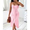 imageCHICME Womens Strapless Maxi Bodycon Dresses Wrap Asymmetrical Beach Maxi Long Dress Beach Sunset DressLight Pink