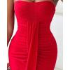 imageCHICME Womens Strapless Maxi Bodycon Dresses Wrap Asymmetrical Beach Maxi Long Dress Beach Sunset DressRed