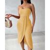 imageCHICME Womens Strapless Maxi Bodycon Dresses Wrap Asymmetrical Beach Maxi Long Dress Beach Sunset DressYellow