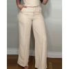 imageCHICME Womens Summer 2 Piece Outfits Cap Sleeve Round Neck Tank Crop Top Wide Leg Pants Set with PocketsApricot
