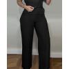 imageCHICME Womens Summer 2 Piece Outfits Cap Sleeve Round Neck Tank Crop Top Wide Leg Pants Set with PocketsBlack