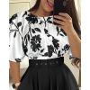 imageCHICME Womens Summer 2 Piece Outfits Floral Waist Shirred Crop Top and A Line Mini Skirt Set Dressy Casual OutfitsAblack