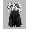 imageCHICME Womens Summer 2 Piece Outfits Floral Waist Shirred Crop Top and A Line Mini Skirt Set Dressy Casual OutfitsAblack