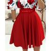 imageCHICME Womens Summer 2 Piece Outfits Floral Waist Shirred Crop Top and A Line Mini Skirt Set Dressy Casual OutfitsRed